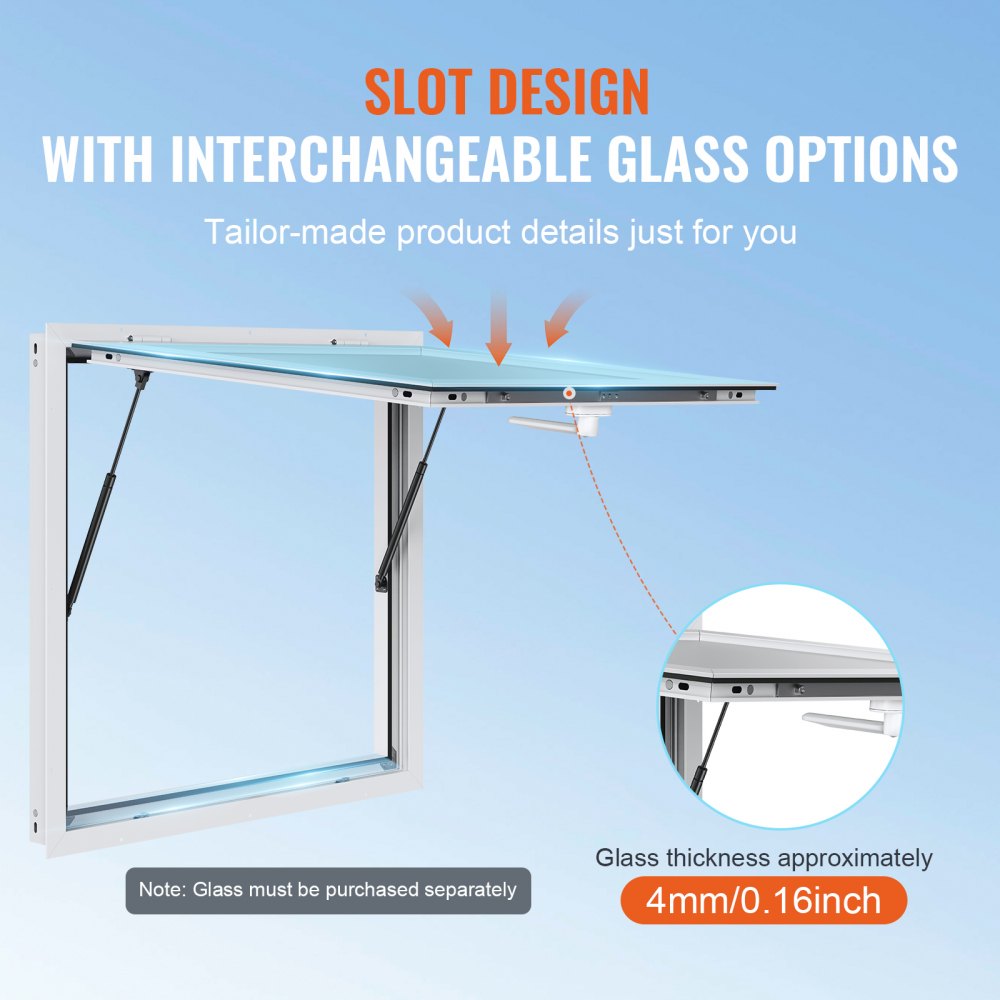 ptfwck 36"L x 36"W - Durable Aluminum Concession Window for Food Trucks