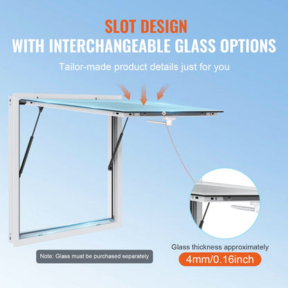 ptfwck 36"L x 36"W - Durable Aluminum Concession Window for Food Trucks