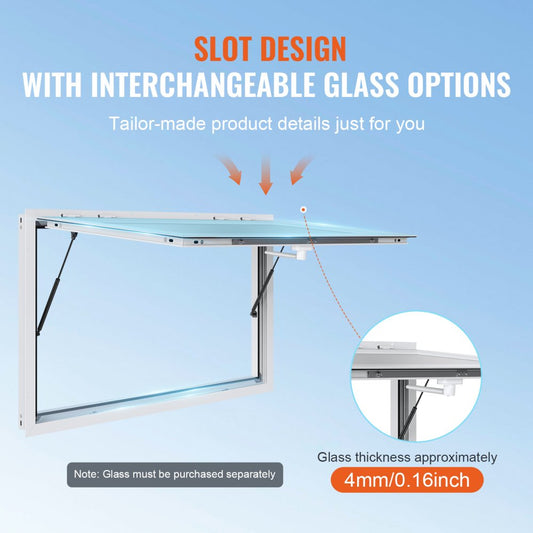 ptfwck 53"L x 33"W - Aluminum Alloy Service Window with Awning & Wide View