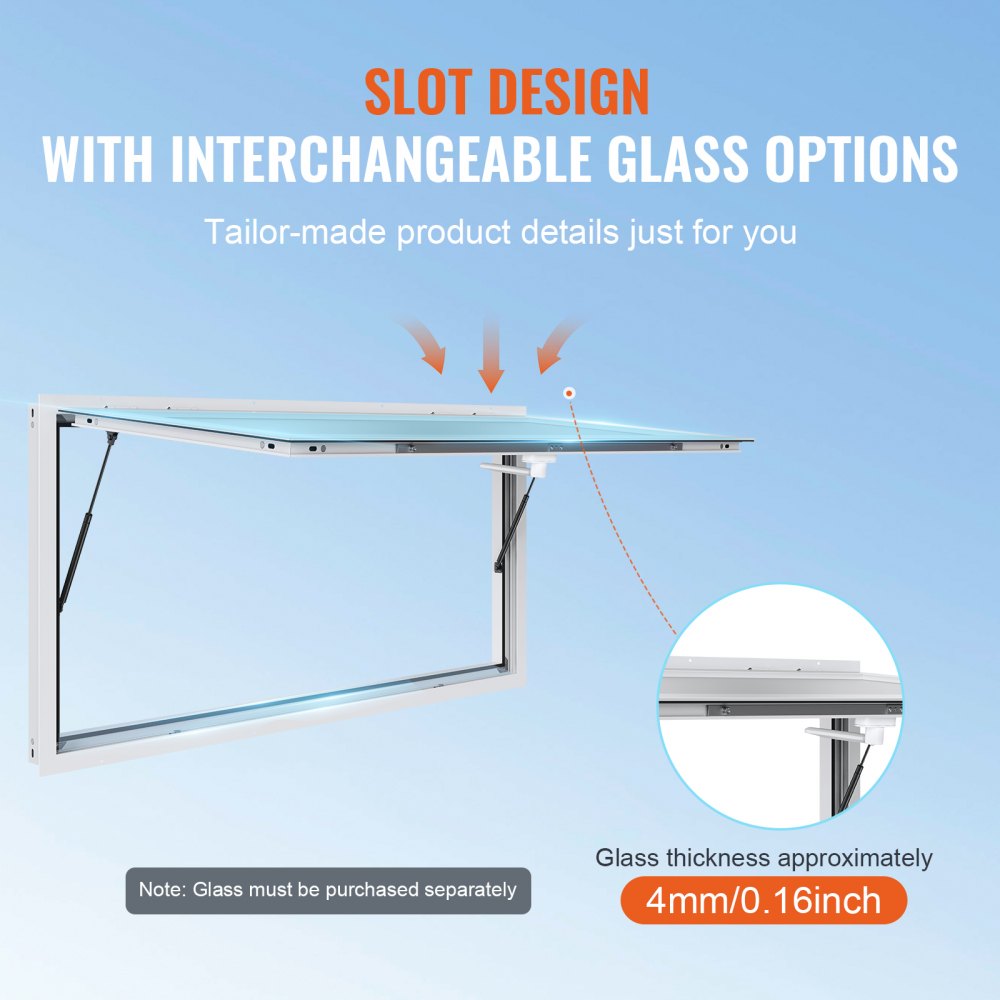 ptfwck - 64"L x 40"W Durable Aluminum Food Truck Window with Awning