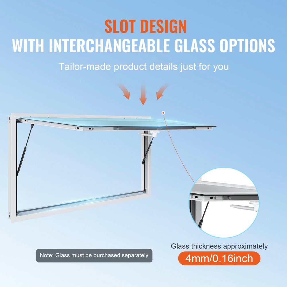 ptfwck 72"L x 48"W - Aluminum Concession Window with 85° Wide View