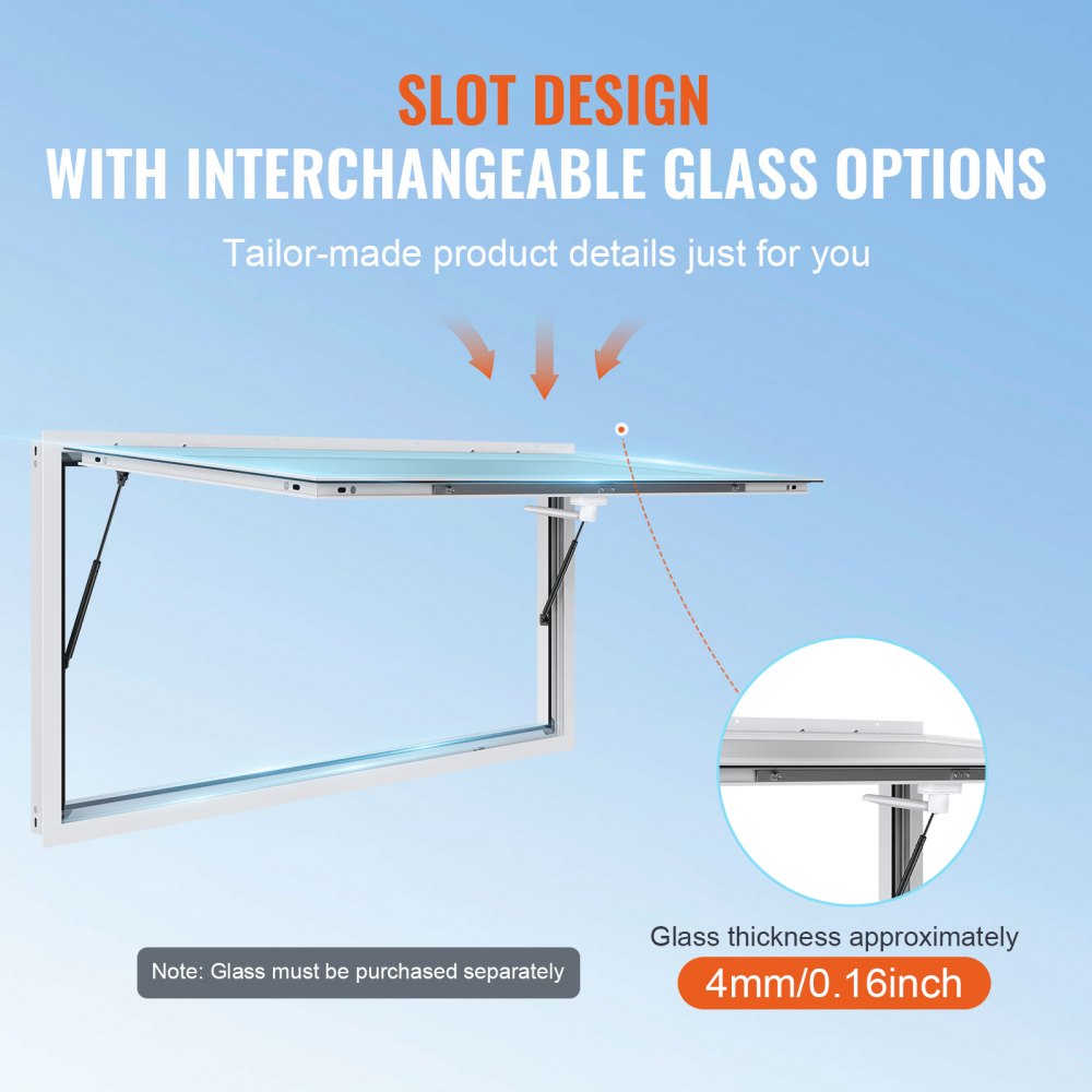 ptfwck 74"L x 40"W - Durable Aluminum Food Truck Window with Awning & Wide View