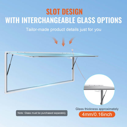 ptfwck 96"L x 36"W - Durable Aluminum Food Truck Service Window with Awning Door