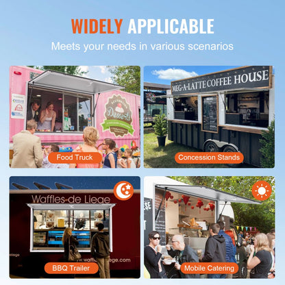ptfwck 96"L x 48"W - Durable Aluminum Food Truck Window with Awning
