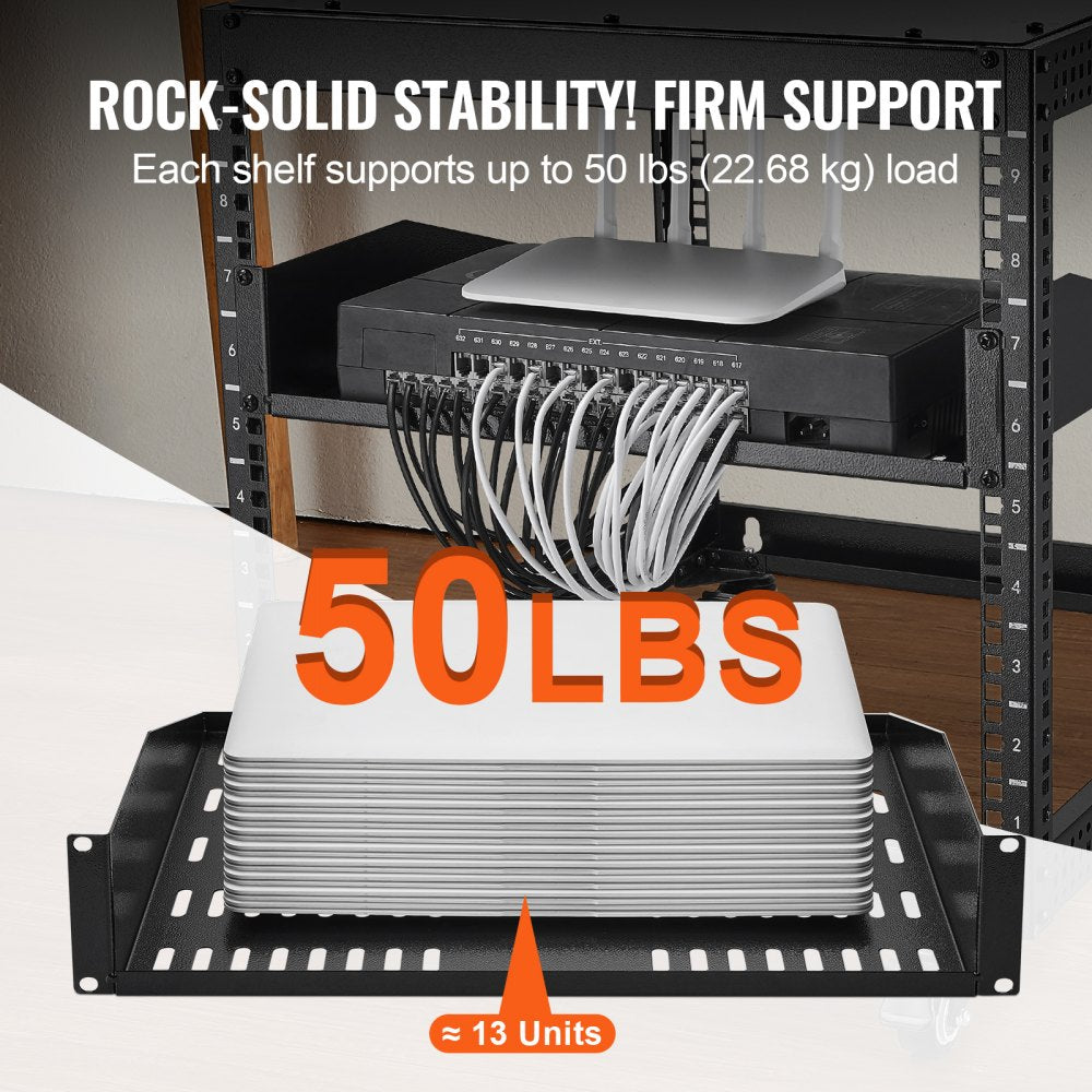 SPT-U300-2A - 2U Metal Server Rack Shelf, 16"x406mm, Supports 50 lbs