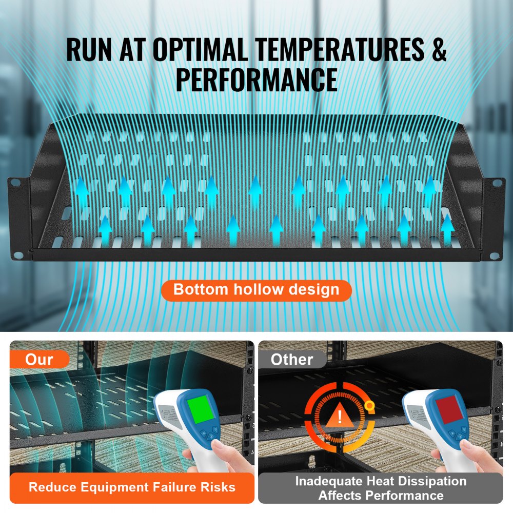 SPT-U300-2A - 2U Metal Server Rack Shelf, 16"x406mm, Supports 50 lbs