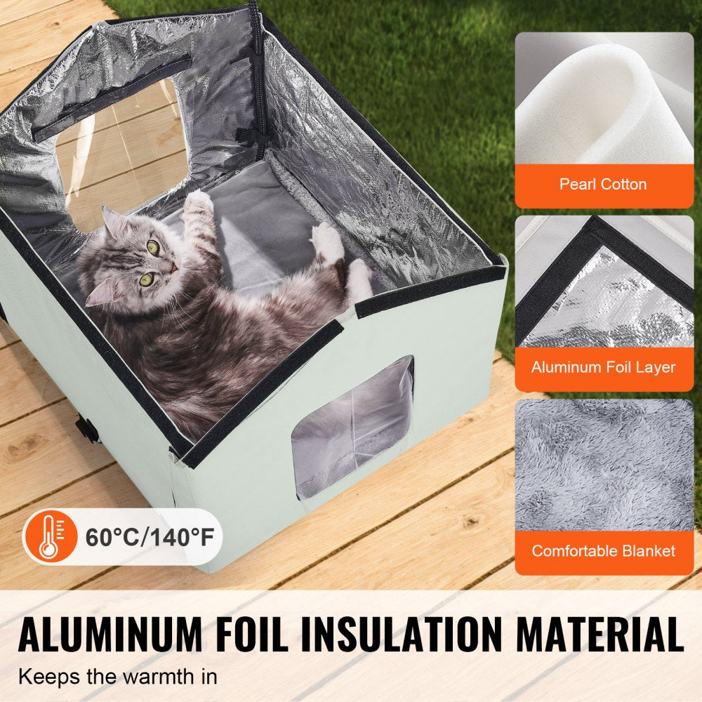 JUYI U4-M - Heated Cat House with 30W Thermostat & Weatherproof Design