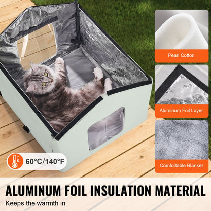 JUYI U4-M - Heated Cat House with 30W Thermostat & Weatherproof Design