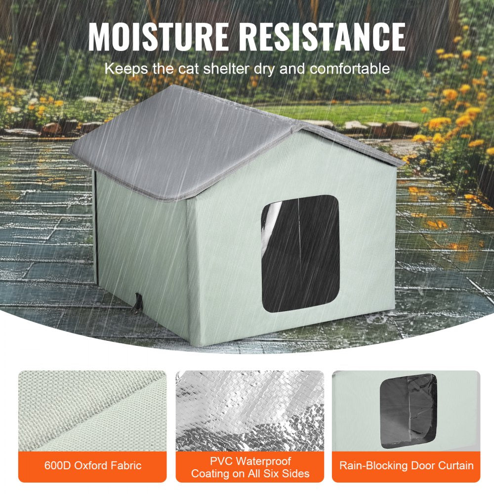 JUYI U4-M - Heated Cat House with 30W Thermostat & Weatherproof Design