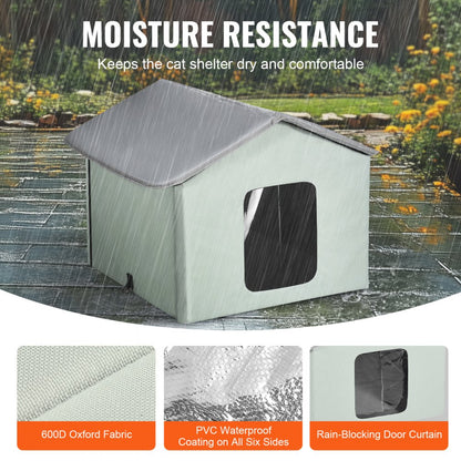 JUYI U4-M - Heated Cat House with 30W Thermostat & Weatherproof Design