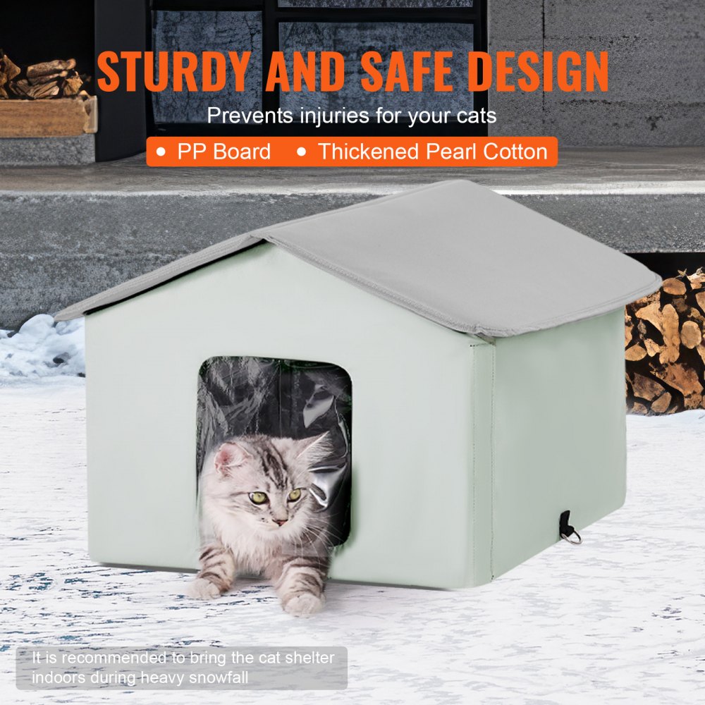 JUYI U4-M - Heated Cat House with 30W Thermostat & Weatherproof Design
