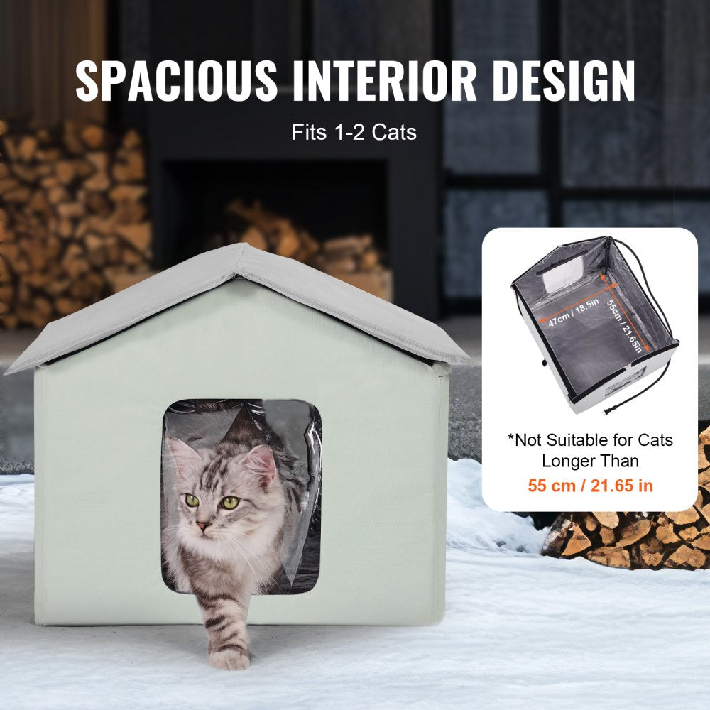 JUYI U4-M - Heated Cat House with 30W Thermostat & Weatherproof Design
