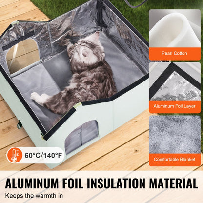 JUYI U6-M - Large Heated Cat Shelter with Temperature Control & Dual Doors