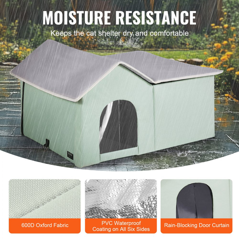 JUYI U6-M - Large Heated Cat Shelter with Temperature Control & Dual Doors