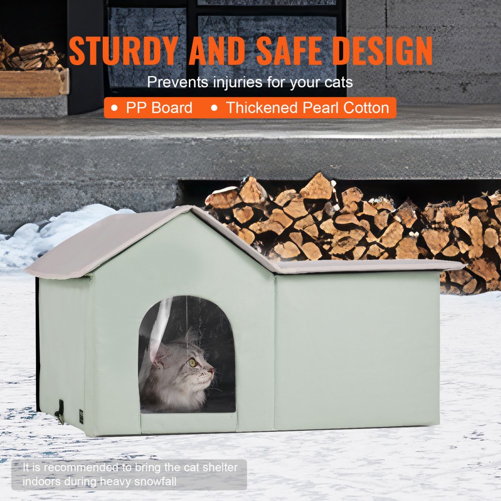 JUYI U6-M - Large Heated Cat Shelter with Temperature Control & Dual Doors