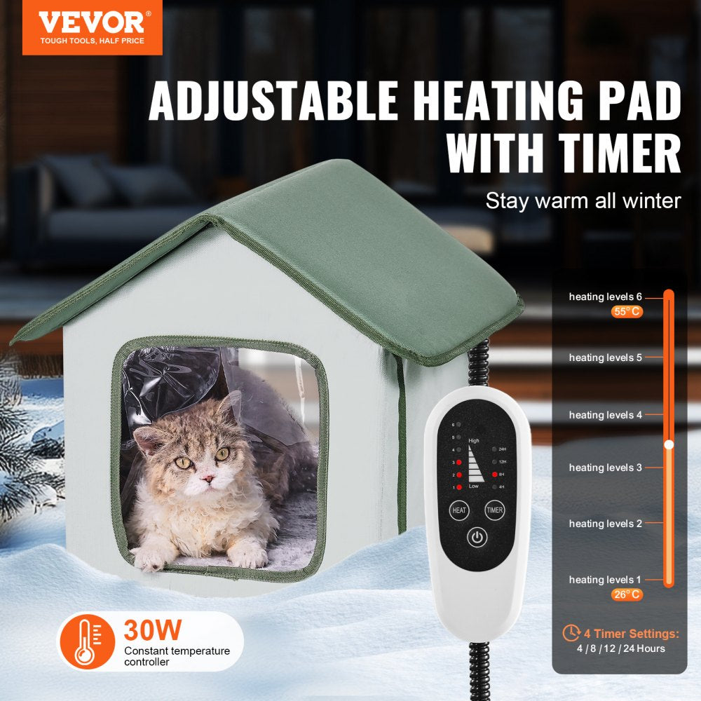 JUYI U1-M - Heated Outdoor Cat House with Adjustable Temperature & Insulation