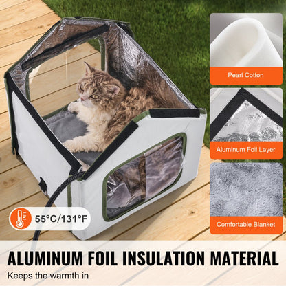 JUYI U1-M - Heated Outdoor Cat House with Adjustable Temperature & Insulation