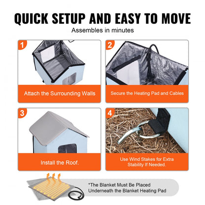 JUYI U3-M - Heated Cat House with Insulation & Temperature Control