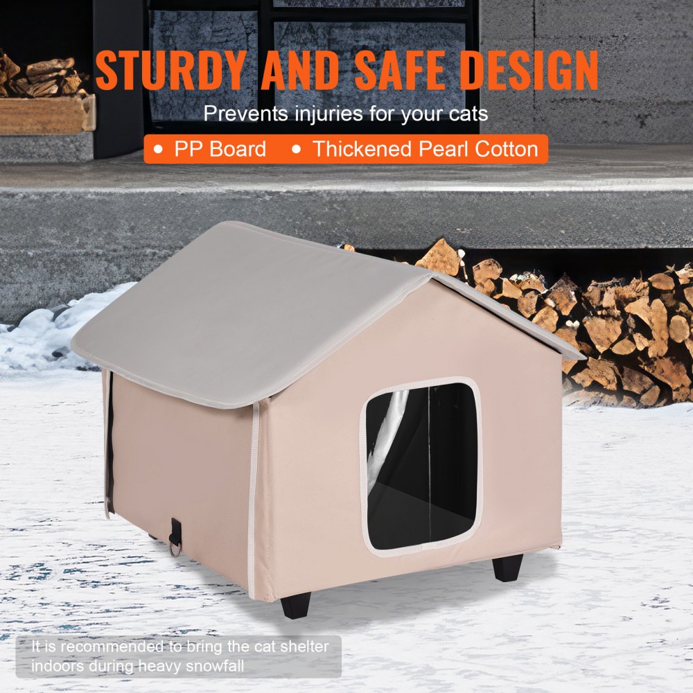 JUYI U2-M - Heated Outdoor Cat House with Adjustable Temp & Double Doors