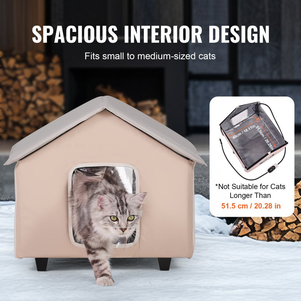 JUYI U2-M - Heated Outdoor Cat House with Adjustable Temp & Double Doors