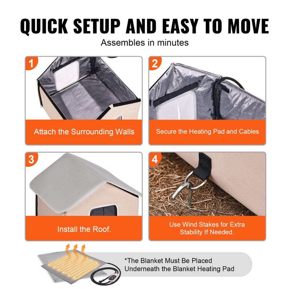 JUYI U2-M - Heated Outdoor Cat House with Adjustable Temp & Double Doors