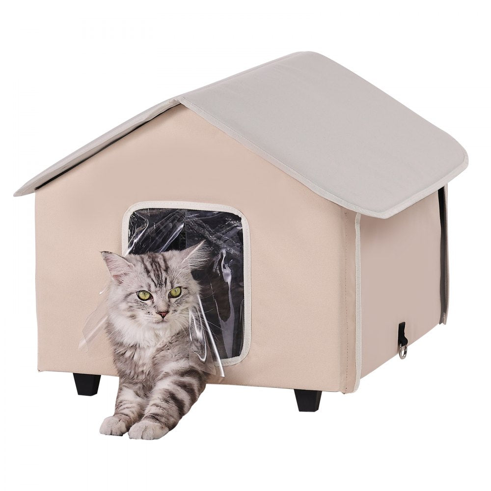 JUYI U2-M - Heated Outdoor Cat House with Adjustable Temp & Double Doors
