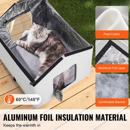 JUYI U5-M - Insulated Heated Cat Shelter with Thermostat & Dual Doors