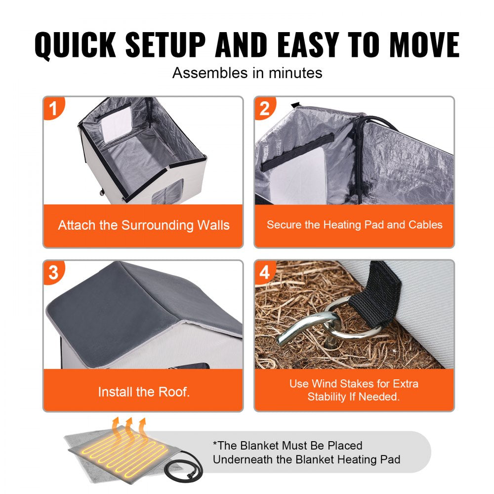JUYI U5-M - Insulated Heated Cat Shelter with Thermostat & Dual Doors