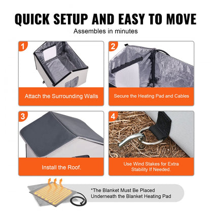 JUYI U5-M - Insulated Heated Cat Shelter with Thermostat & Dual Doors
