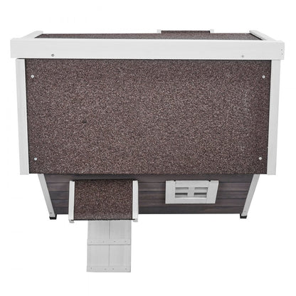 DUSCH2405 - 30" Fir Wood Outdoor Cat House with Waterproof Roof & Windows