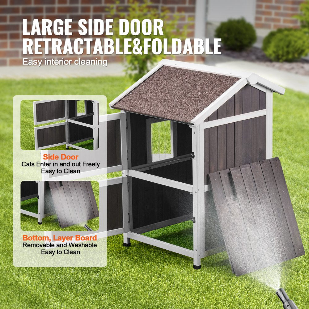 DUSCH2406 - 2-Story Feral Cat House with Waterproof Features & Easy Assembly