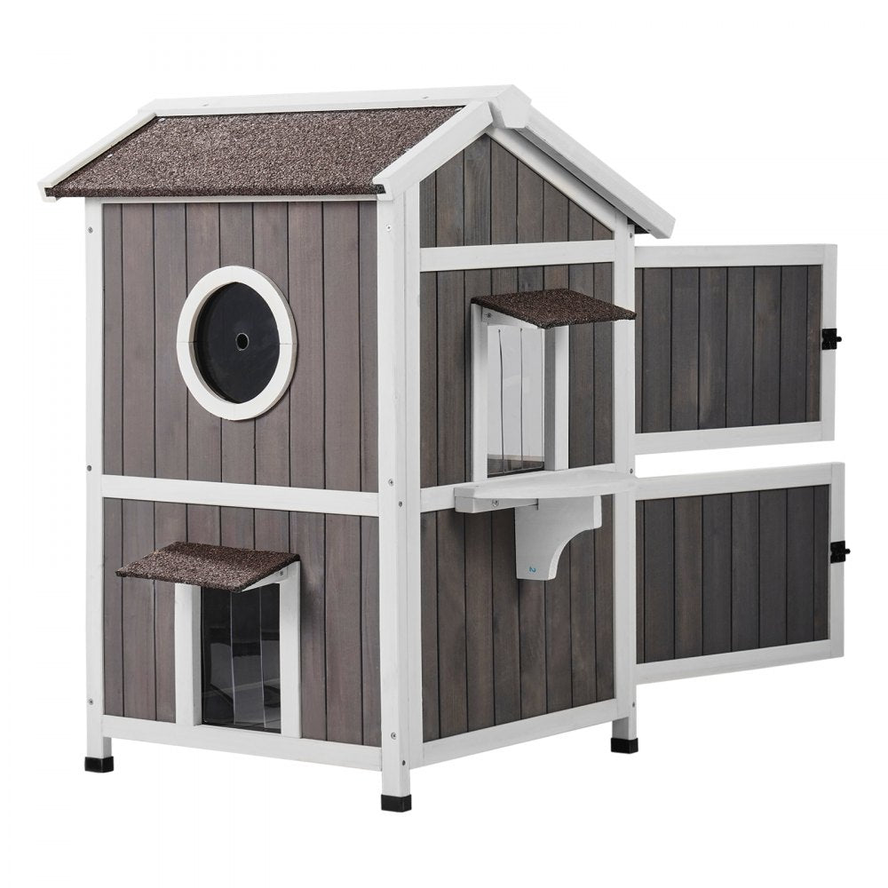 DUSCH2406 - 2-Story Feral Cat House with Waterproof Features & Easy Assembly