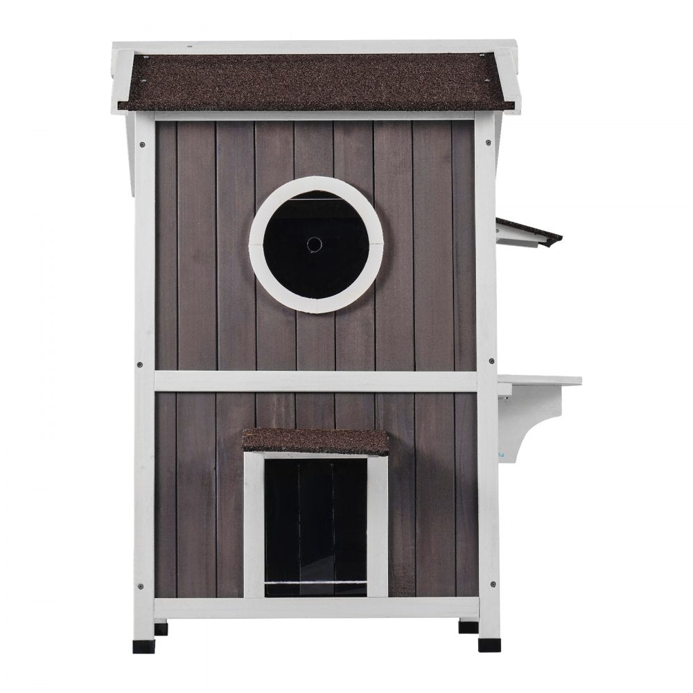 DUSCH2406 - 2-Story Feral Cat House with Waterproof Features & Easy Assembly