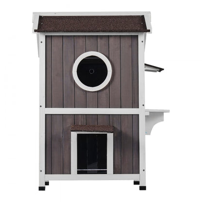 DUSCH2406 - 2-Story Feral Cat House with Waterproof Features & Easy Assembly
