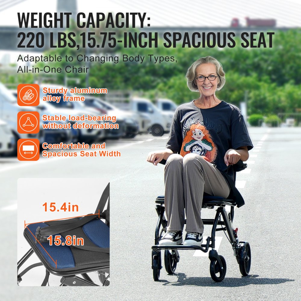 FS800LBJF4 - Compact Folding Wheelchair with 15.75-Inch Seat for Travel