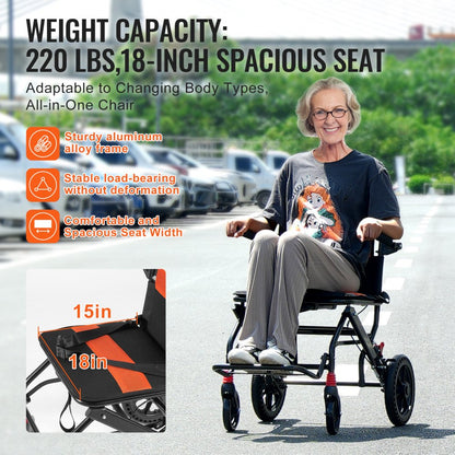 FS800LBJPF5 - Lightweight Folding Wheelchair with Comfort Seat and Adjustable Features
