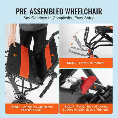FS800LBJPF5 - Lightweight Folding Wheelchair with Comfort Seat and Adjustable Features