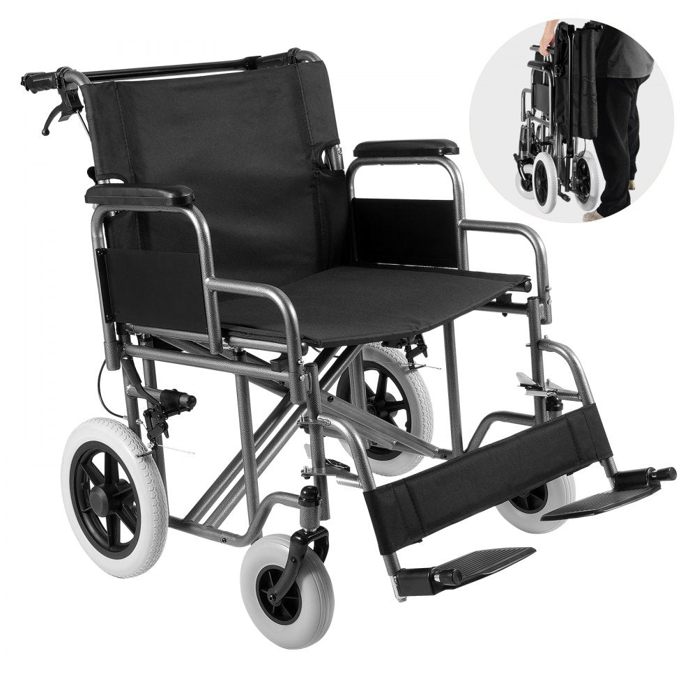 FS210ABEJP-61 - 24-Inch Steel Folding Wheelchair, 300lbs Capacity
