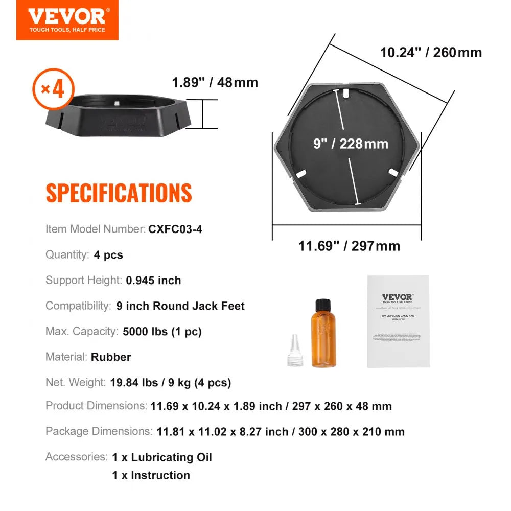 CXFC03-4 - VEVOR 9-Inch RV Leveling Pads for Stable Camping Support