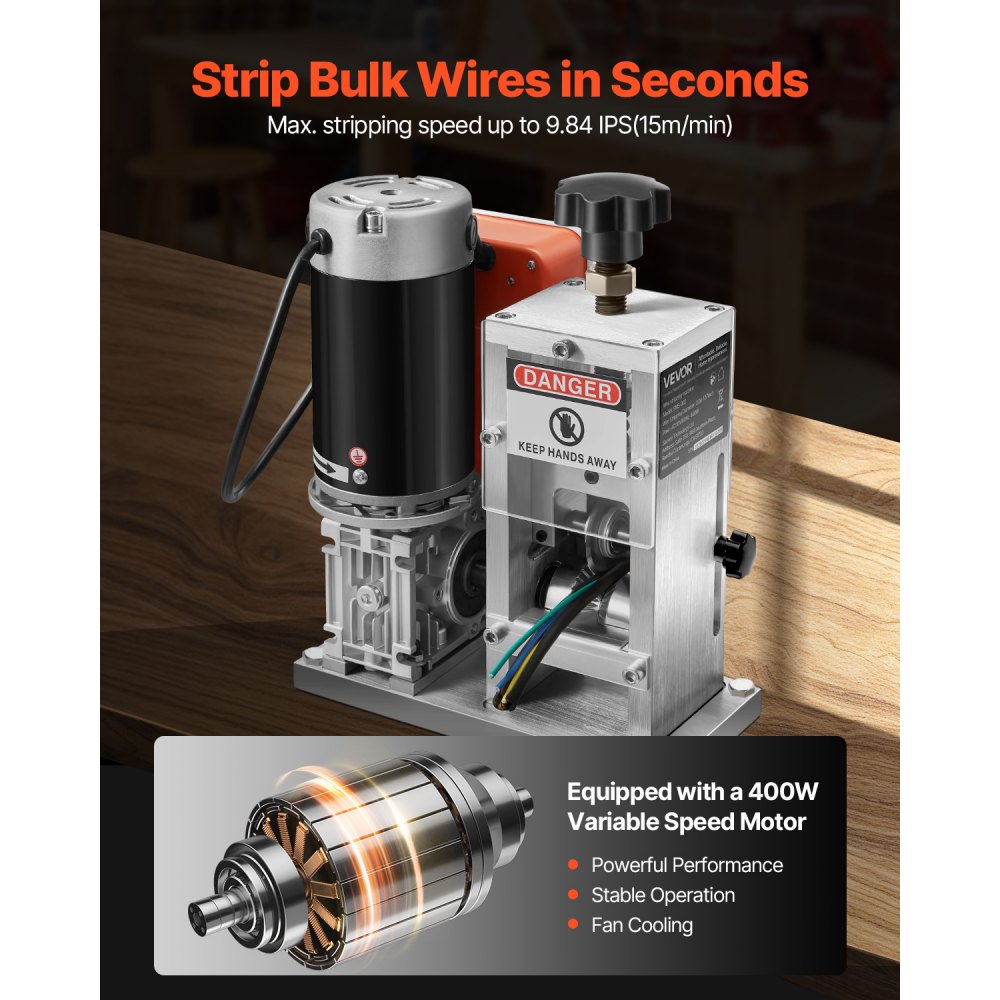 SMS-002 - 400W Electric Wire Stripper, 0.06-1.57” Adjustable Speed