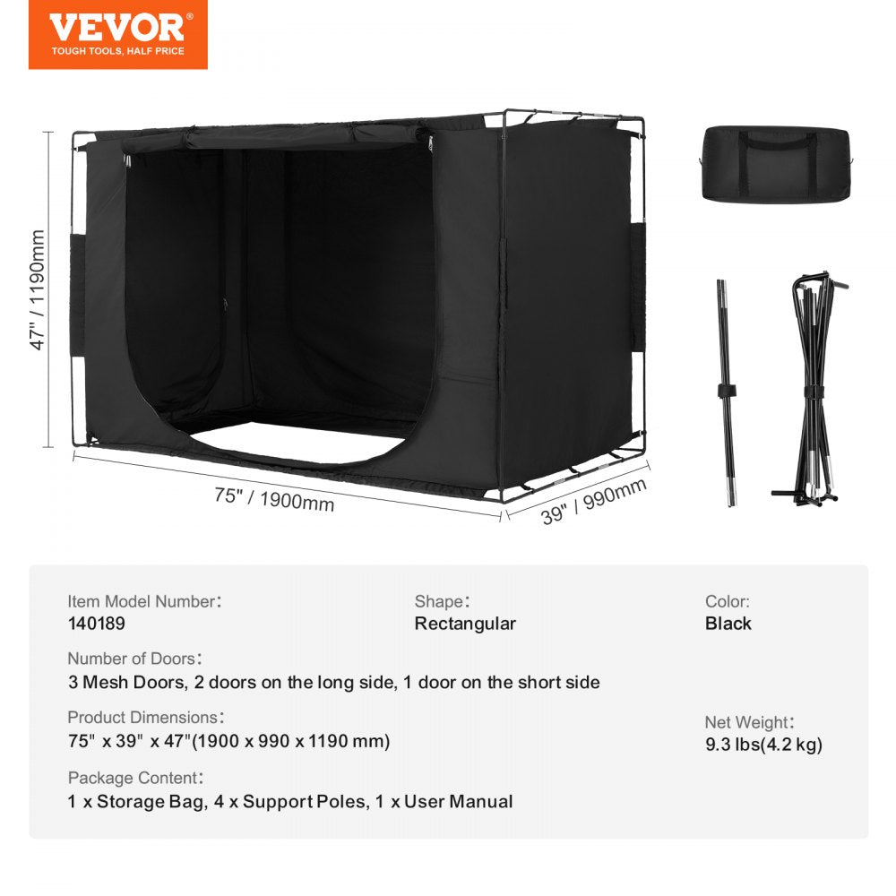 140189 - 3-Entry Bed Tent: 75" x 39" x 47", 70% Blackout Design