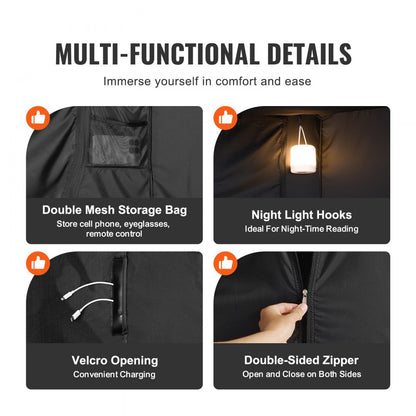 140188 - 80" Blackout Bed Tent with Mesh Pockets & Dual Zippers