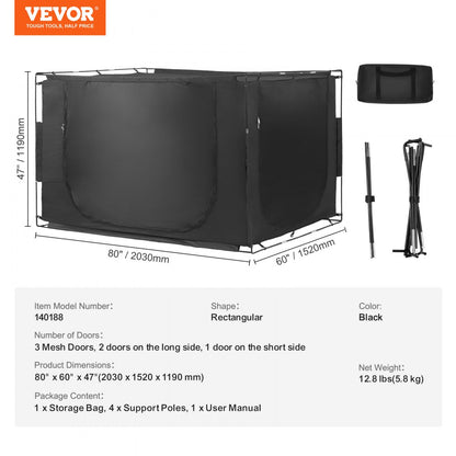 140188 - 80" Blackout Bed Tent with Mesh Pockets & Dual Zippers