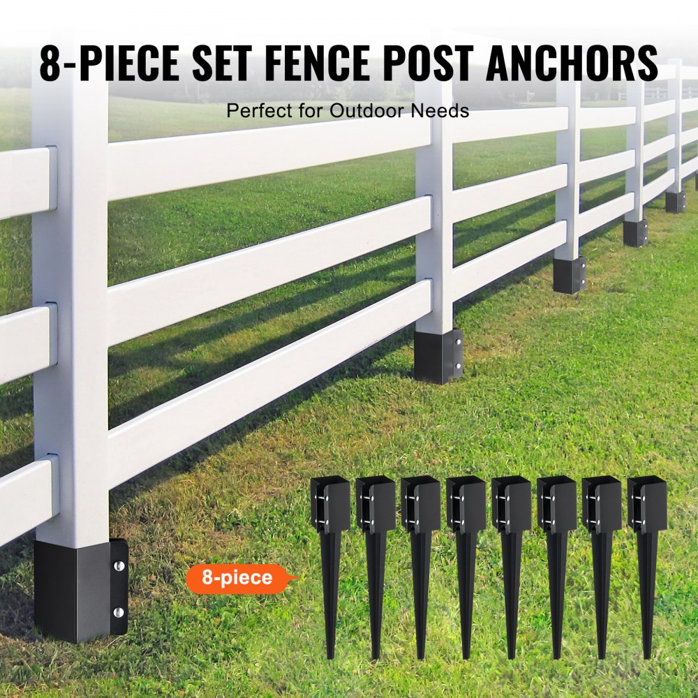 FX-3.5-24-8 - Heavy-Duty 24in Steel Fence Post Anchor for Stability