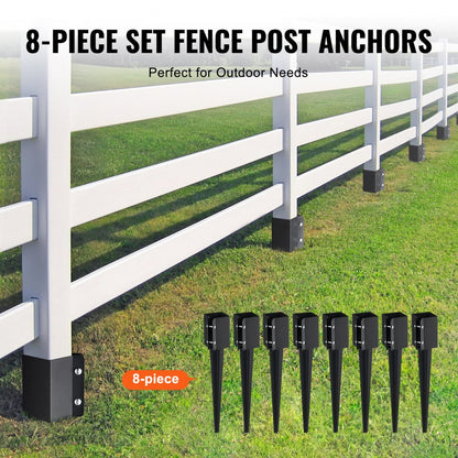 FX-3.5-24-8 - Heavy-Duty 24in Steel Fence Post Anchor for Stability
