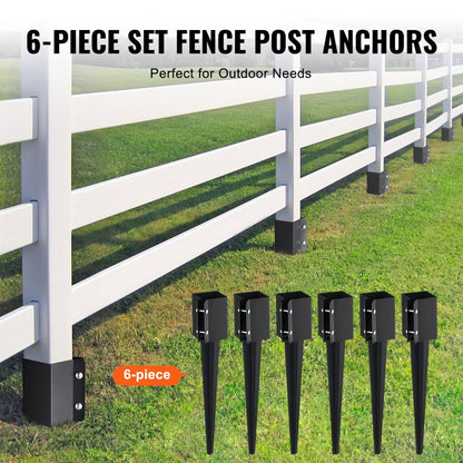 FX-3.5-24-6 - Durable 4.45" x 24" Steel Post Anchor, 6 Pack