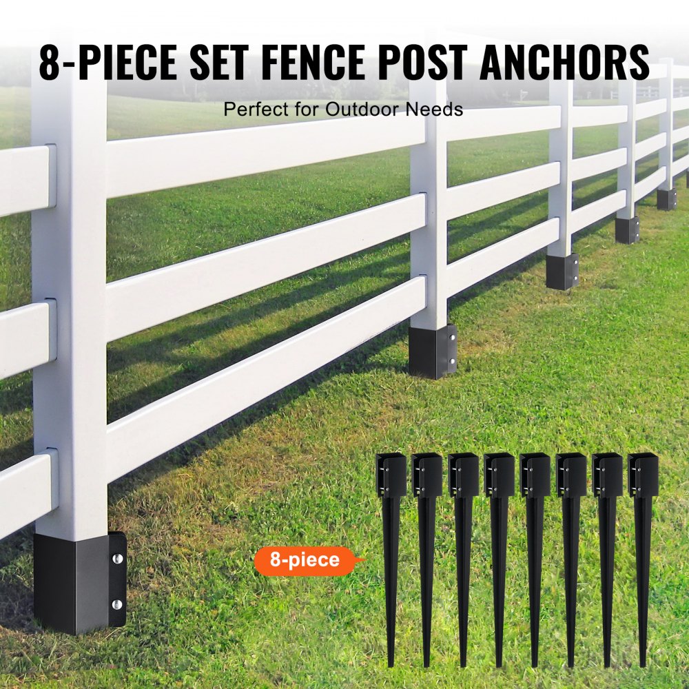 FX-3.5-36-8 - 36in Durable Steel Fence Post Anchor - 8 Pack