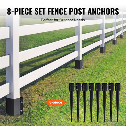 FX-3.5-36-8 - 36in Durable Steel Fence Post Anchor - 8 Pack