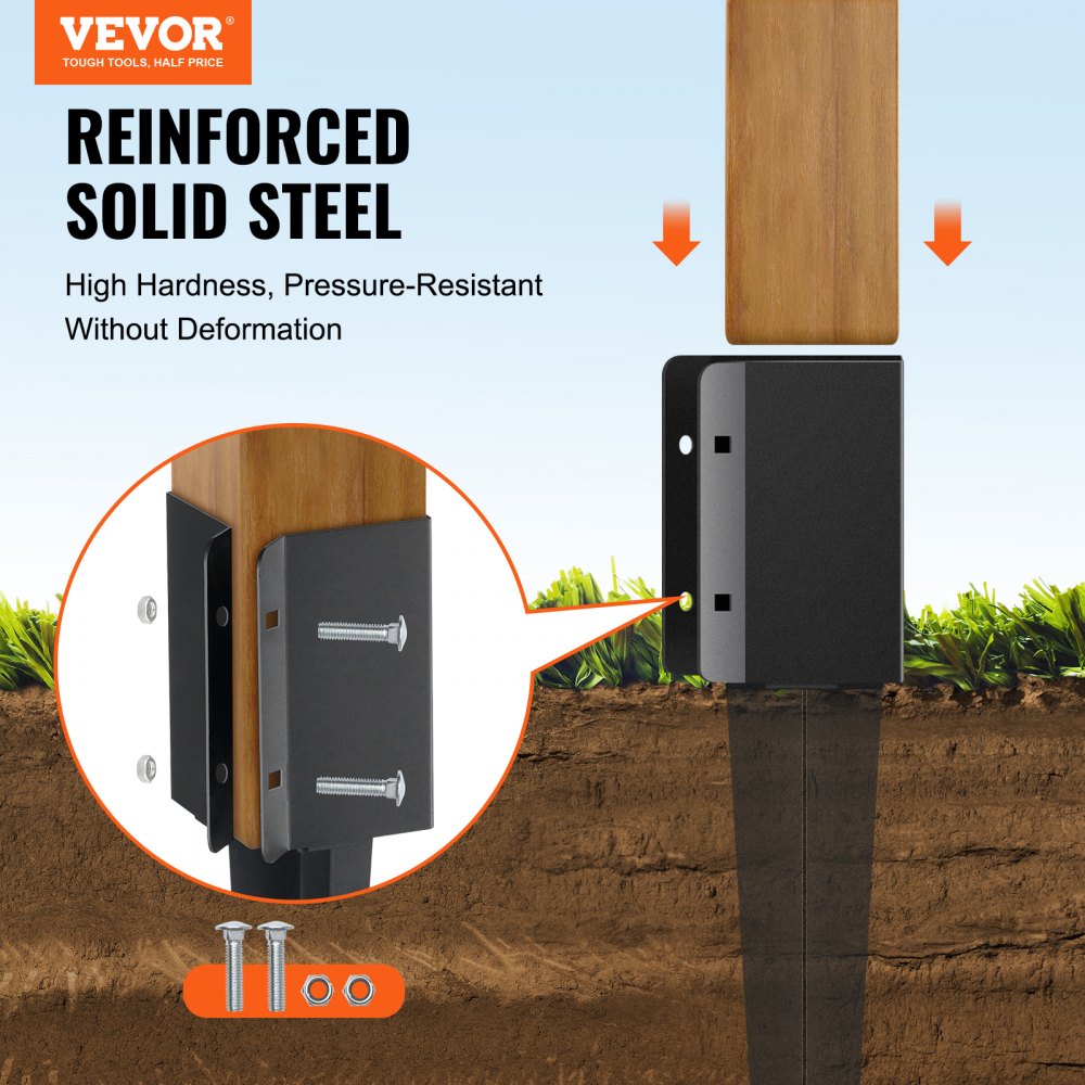 FX-3.5-36-4 - Heavy-Duty 36" Steel Fence Post Anchor for Mailboxes & Decks
