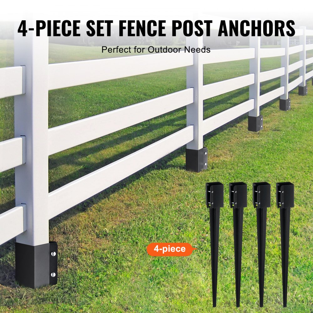 FX-3.5-36-4 - Heavy-Duty 36" Steel Fence Post Anchor for Mailboxes & Decks